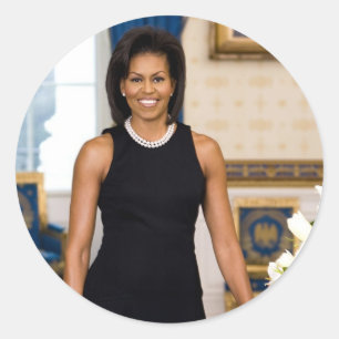 Official Portrait of First Lady Michelle Obama Classic Round Sticker