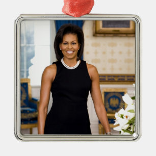 Official Portrait of First Lady Michelle Obama Metal Tree Decoration