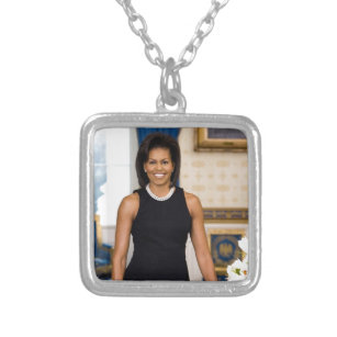 Official Portrait of First Lady Michelle Obama Silver Plated Necklace