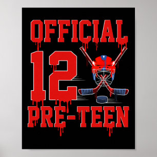 Official Pre-teen 12th Birthday Hockey Ice Cream D Poster