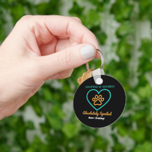 Official Rescue Pet Badge Adopted Adored & Spoiled Key Ring