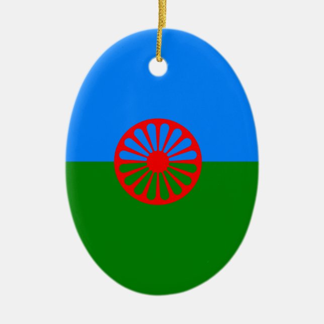 Official Romany gypsy flag Ceramic Ornament (Front)