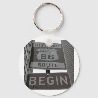 Official Route 66 begin sign Key Ring
