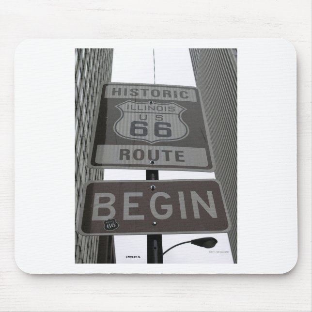 Official Route 66 begin sign Mouse Pad (Front)
