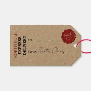 Official Santa Claus Gift Present From North Pole  Gift Tags