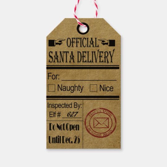 Official Santa Delivery Tags Chrismas Naughty nice | Zazzle.com.au