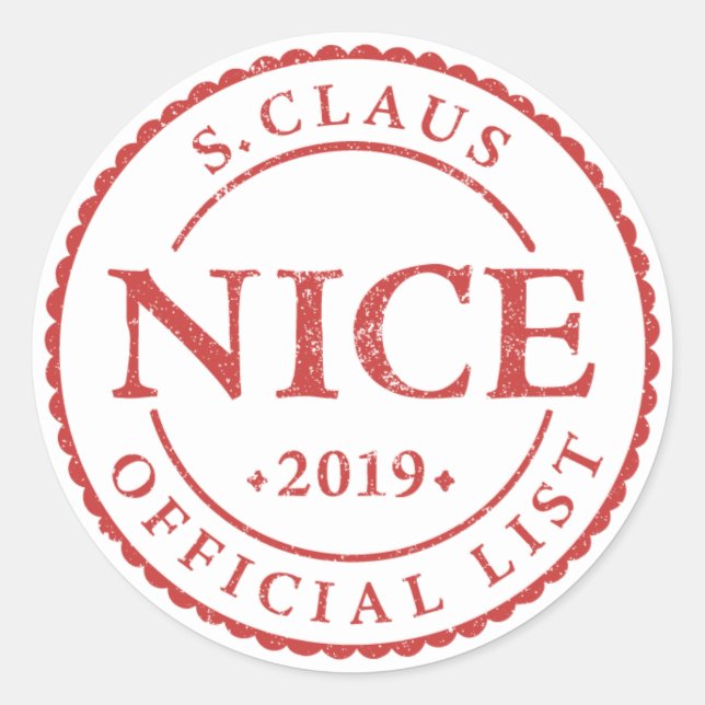 Official Santa Nice List Holiday Christmas Classic Round Sticker (Front)