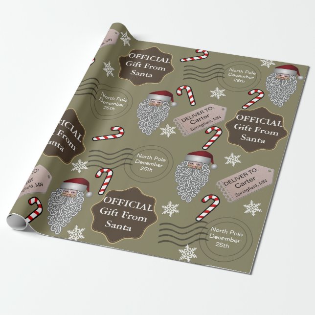 Official Santa w/Name & Location Wrapping Paper (Unrolled)