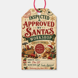 Official Santa's Workshop Inspection Gift Tags