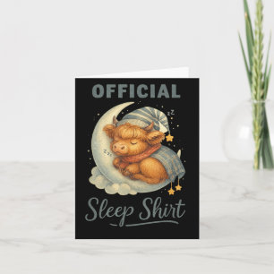 Official Sleep Squad Cute Highland Cow On Moon  Card