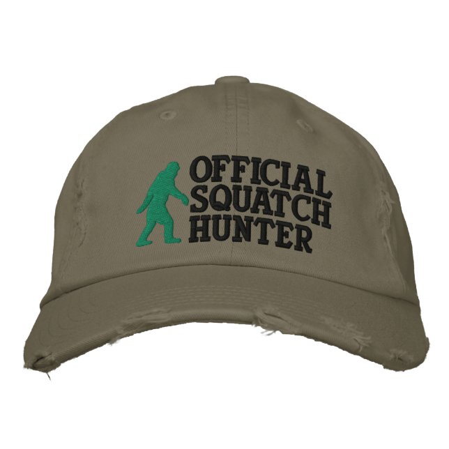 Official squatch hunter * large logo version* embroidered hat (Front)