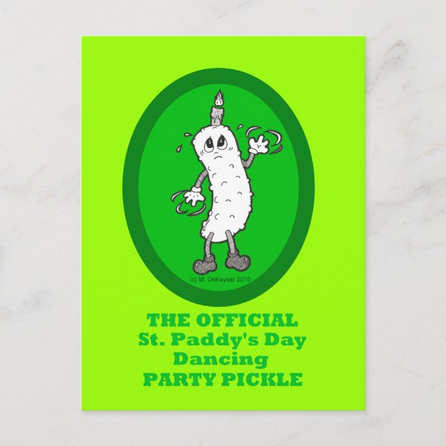Official St. Patrick's Day Dancing Party Pickle Postcard (Front)