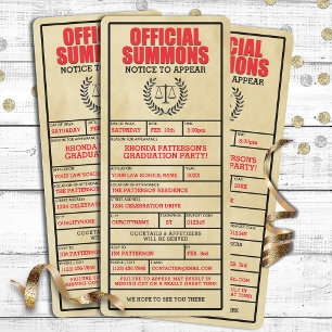 Official Summons Law School Graduation Party Invitation