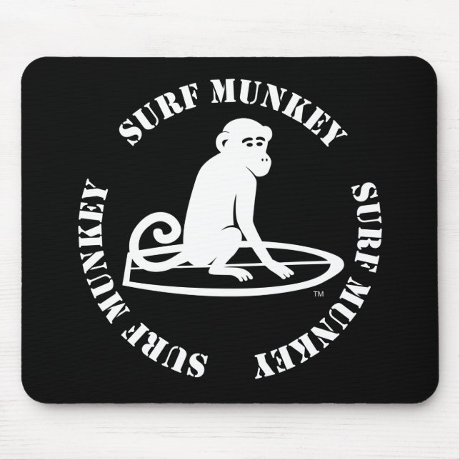 Official Surf Munkey logo for dark backgrounds Mouse Pad (Front)