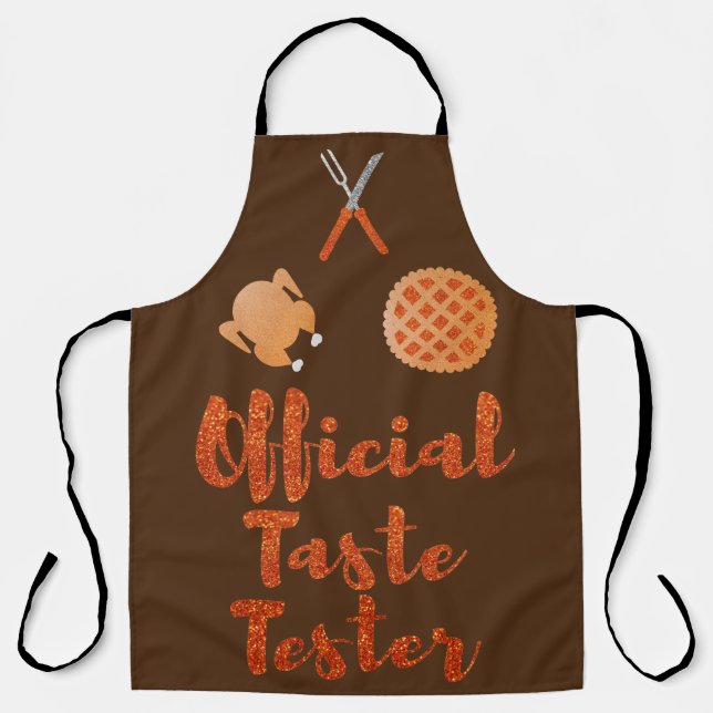 Official Taste Tester Thanksgiving Glitter Apron (Front)