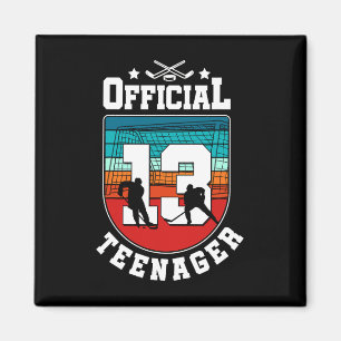 Official Teenager 13th Birthday 13 Year Boy Hockey Magnet