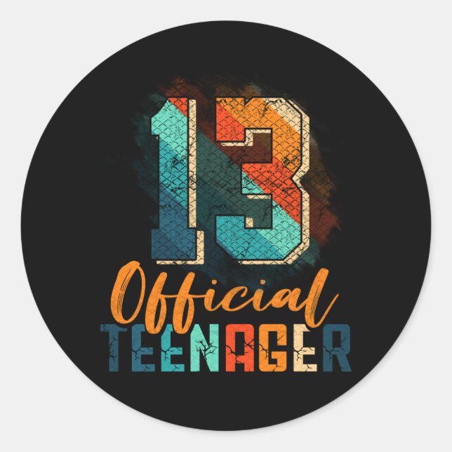 Official Teenager 13th Birthday 13 Year Old Bday P Classic Round Sticker (Front)