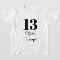 Official Teenager 13th Birthday Black White Custom