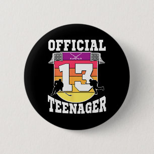 Official Teenager 13th Birthday Ice Hockey Boy 13 6 Cm Round Badge