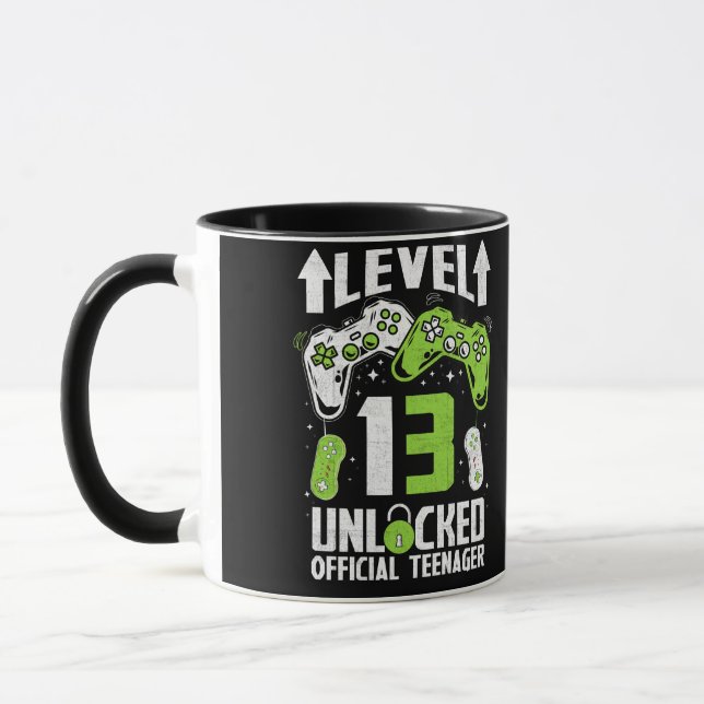 Official Teenager 13th Birthday Level 13 Unlocked Mug (Left)
