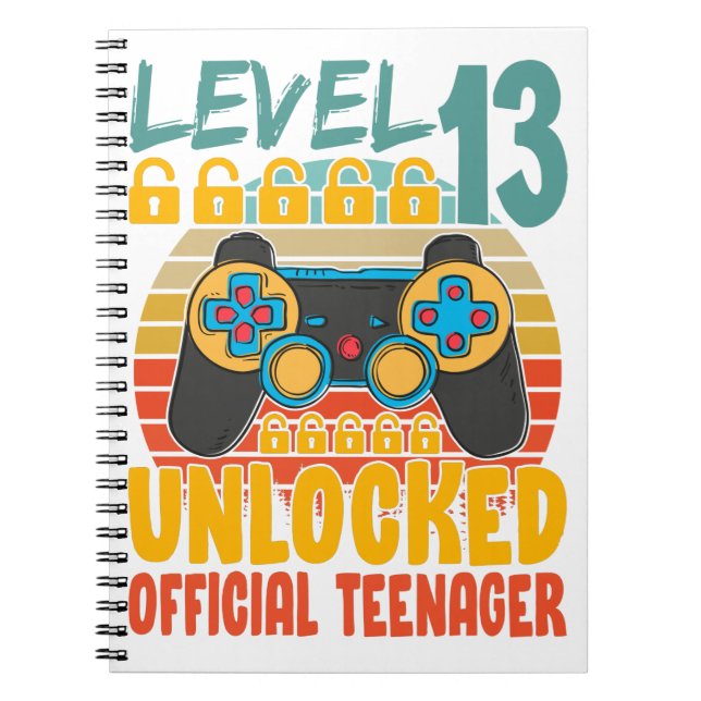 Official Teenager 13th Birthday Level 13 Unlocked Notebook (Front)