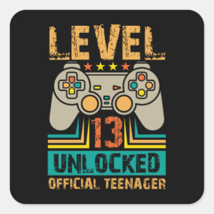 Official Teenager 13th Birthday Level 13 Unlocked Square Sticker