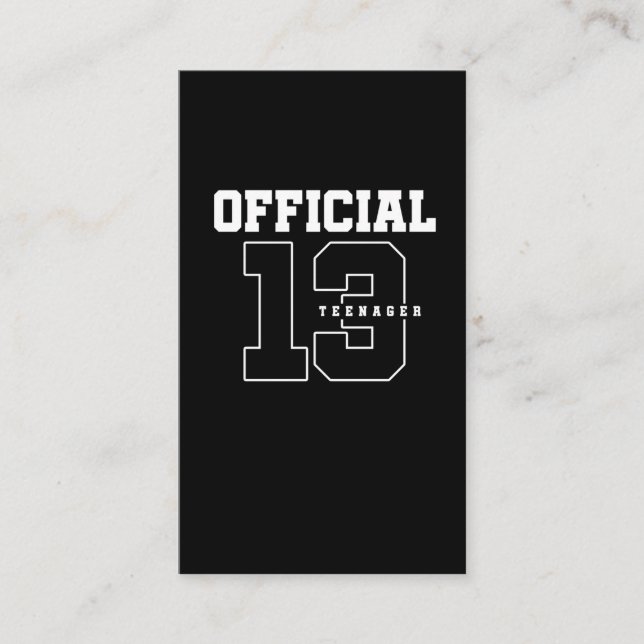 Official Teenager 13th Birthday Thirteen Years old Business Card (Front)