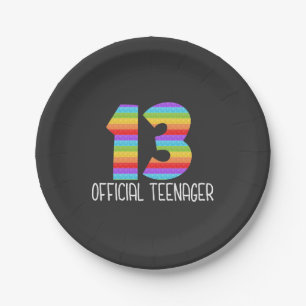 Official Teenager 13th Boy or Girl Popit Popping Paper Plate