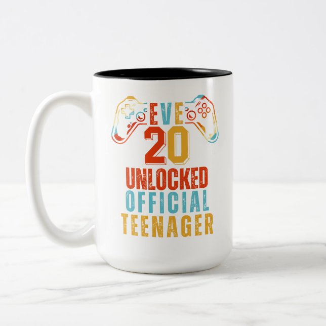 Official Teenager 20th Birthday Boy Level 20 Two-Tone Coffee Mug (Left)