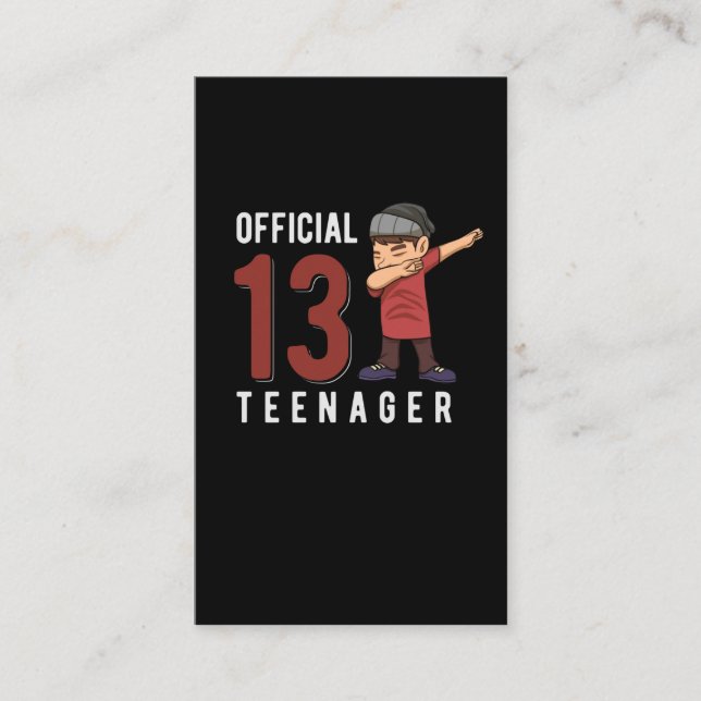 Official Teenager Dabbing Kid 13th Birthday Son Business Card (Front)