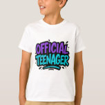 Official Teenager – Fun 13th Birthday for teens T-Shirt<br><div class="desc">Celebrate the big milestone with this bold and colourful Official Teenager design! Perfect for any freshly minted 13-year-old, this fun, comic-style graphic in vibrant purple and blue makes a statement on any product — from birthday tees to party mugs and notebooks. Great for teens with attitude, parents looking for birthday...</div>