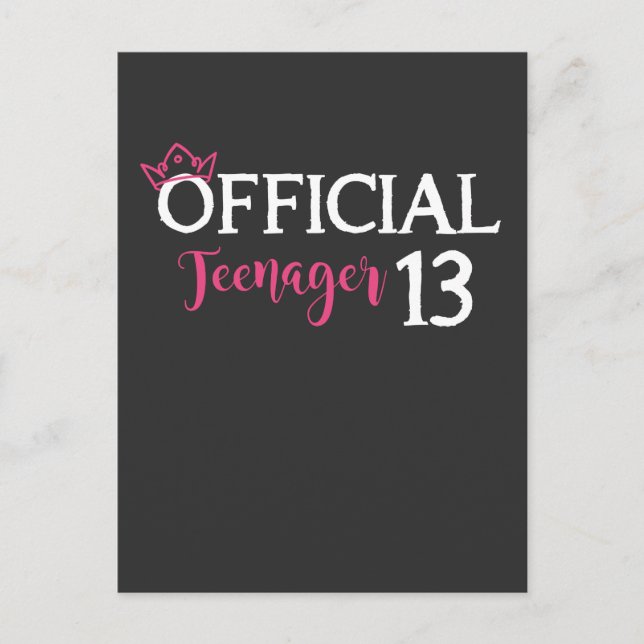 Official Teenager Girl Princess 13th Birthday Postcard (Front)