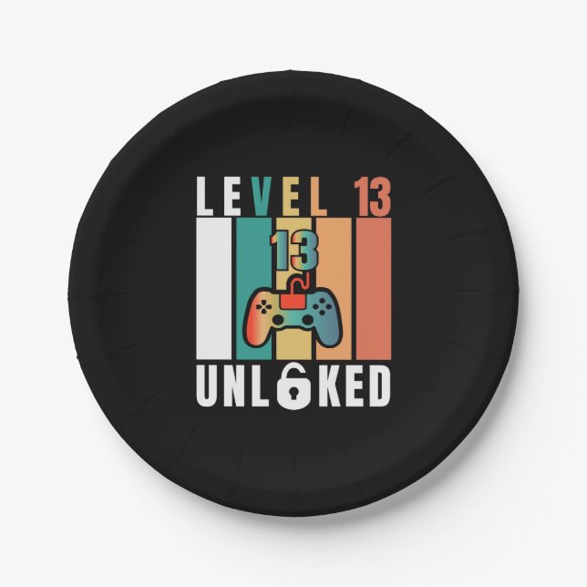 Official Teenager Level 13 Unlocked Birthday Paper Plate (Front)