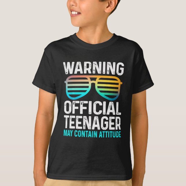Official Teenager May Contain Attitude Glasses T-Shirt (Front)