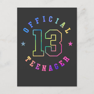 Official Teenager Thirteen Years old 13th Birthday Postcard