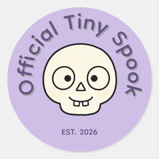 Official Tiny Spook Skeleton Halloween Party Favou Classic Round Sticker (Front)