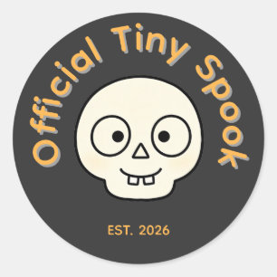 Official Tiny Spook Skeleton Halloween Party Favou Classic Round Sticker
