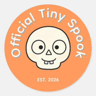 Official Tiny Spook Skeleton Halloween Party Favou Classic Round Sticker