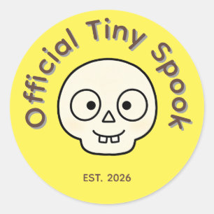 Official Tiny Spook Skeleton Halloween Party Favou Classic Round Sticker