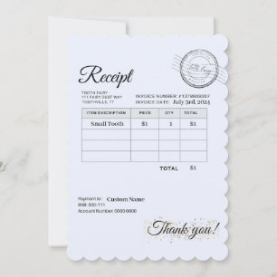Official Tooth Fairy Under Pillow Receipt for Kids