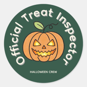 Official Treat Inspector Cute Pumpkin Halloween Classic Round Sticker