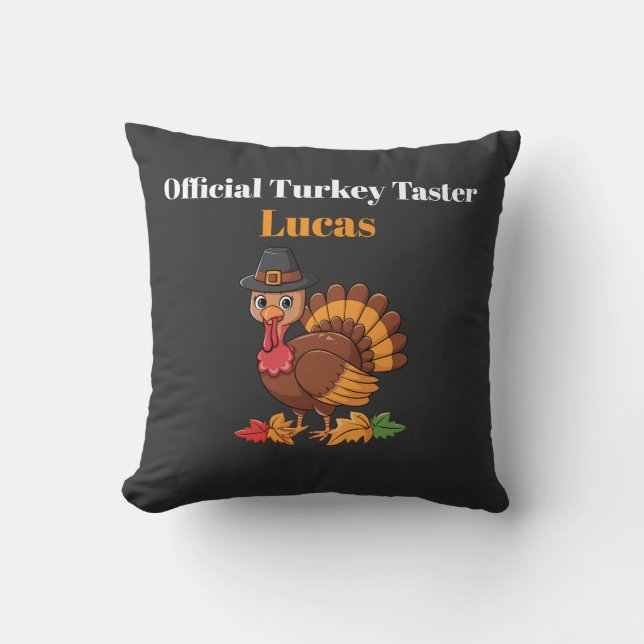 Official Turkey Taster Thanksgiving Pillow | 16x16 (Front)