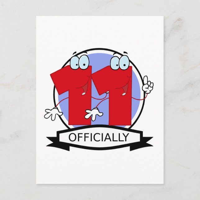 Officially 11 Birthday Banner Postcard (Front)