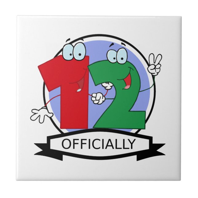 Officially 12 Birthday Banner Ceramic Tile (Front)
