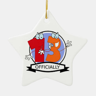 Officially 13 Birthday Banner Ceramic Tree Decoration