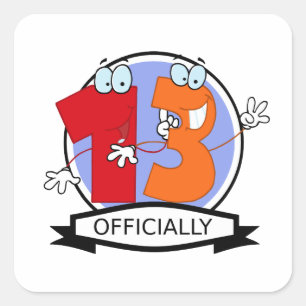 Officially 13 Birthday Banner Square Sticker