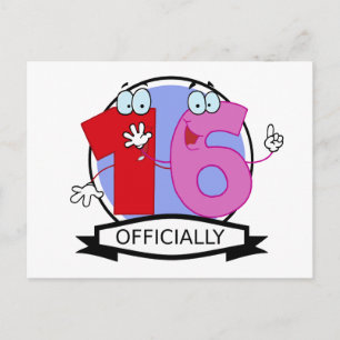 Officially 16 Birthday Banner Postcard