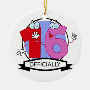 Officially 16 Birthday Logo Ceramic Tree Decoration