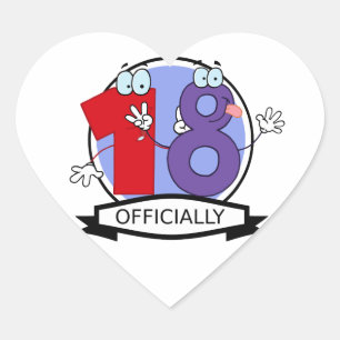 Officially 18 Birthday Logo Heart Sticker