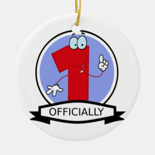 Officially 1 Birthday Banner Ceramic Ornament